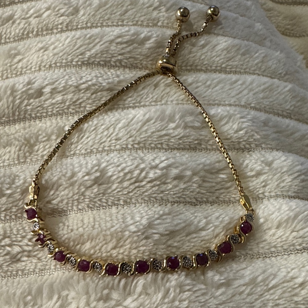 925 china - Elegant Gold and Red tone Bracelet